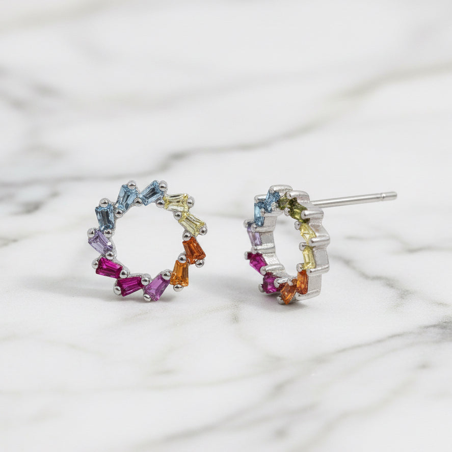 Twirly Circle Stud Earrings - Terciany 