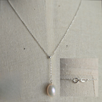 Sterling silver adjustable Y shape pearl necklace - Terciany 