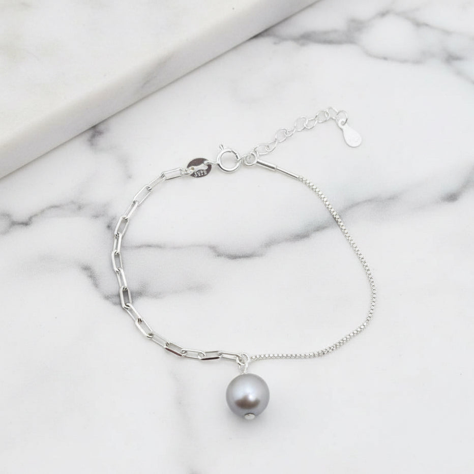 Light grey pearl on bracelet