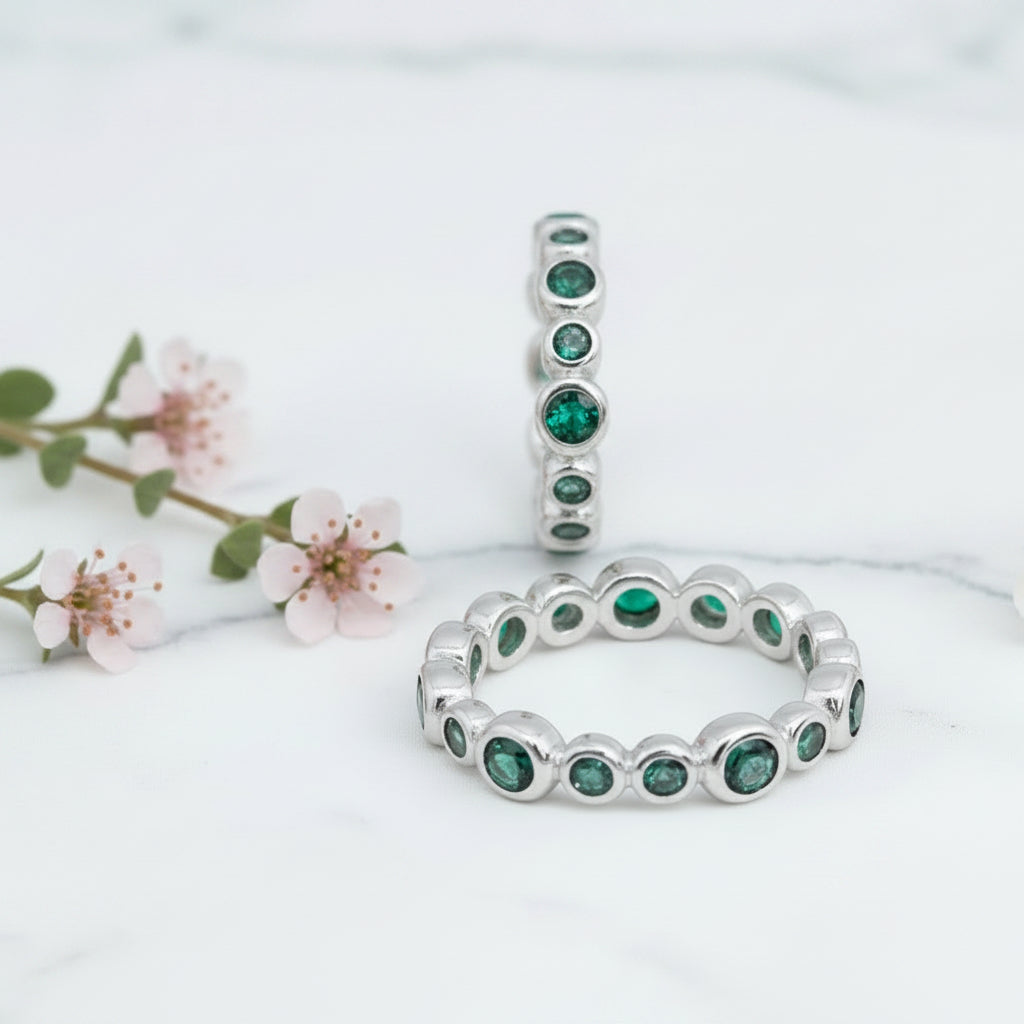 Green Cubic Zirconia Stacking Ring