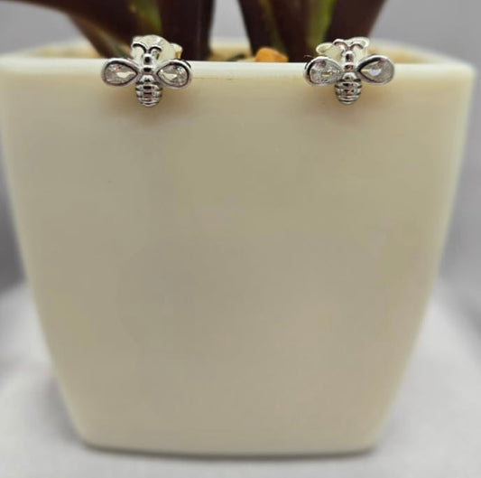 Sterling silver bling butterfly studs
