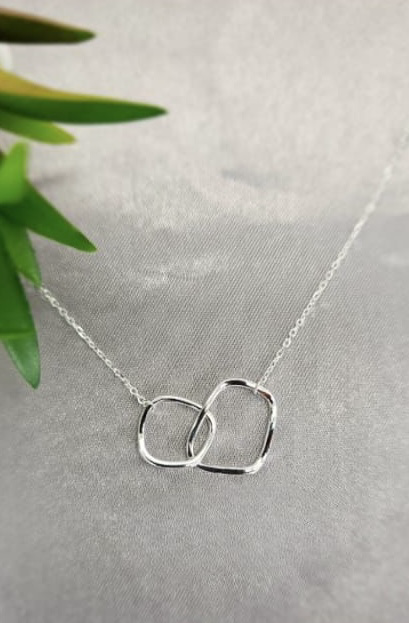 Sterling silver necklace with interlinked shapes