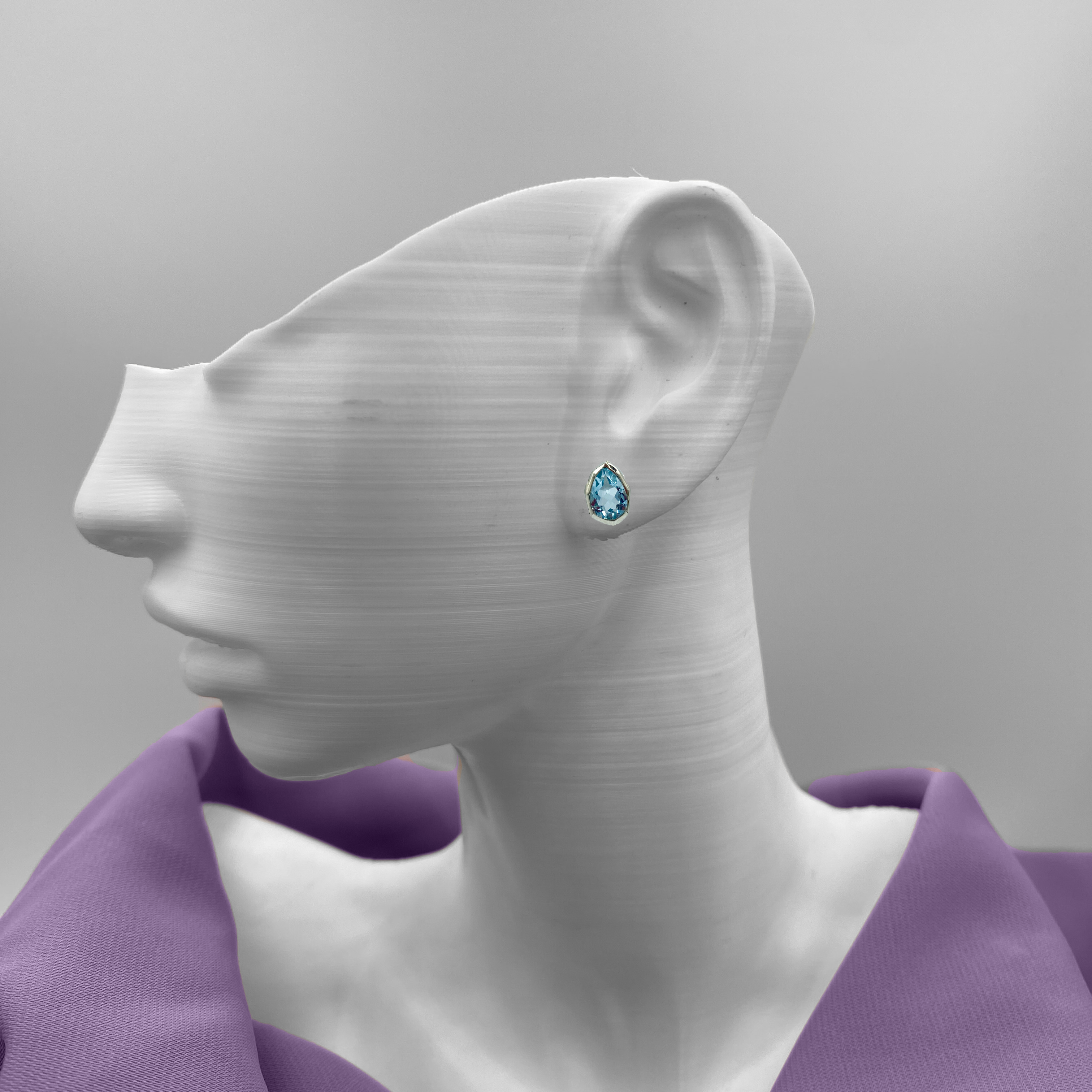 Blue Topaz semi Precious stone studs
