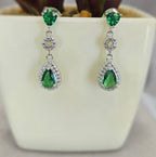 Double Drop Green Earrings