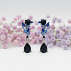 Shades Of Blue Flower Drop Earrings