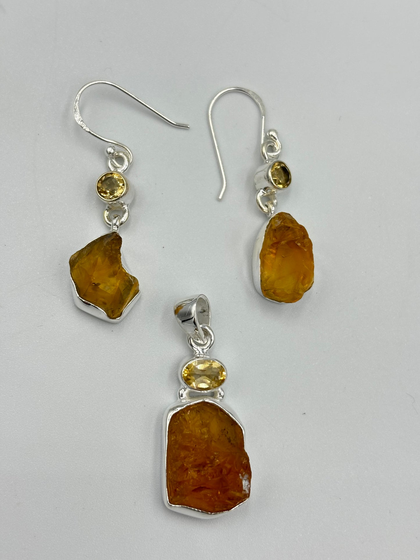 Amber semi and citrines semi precious stone drop earrings