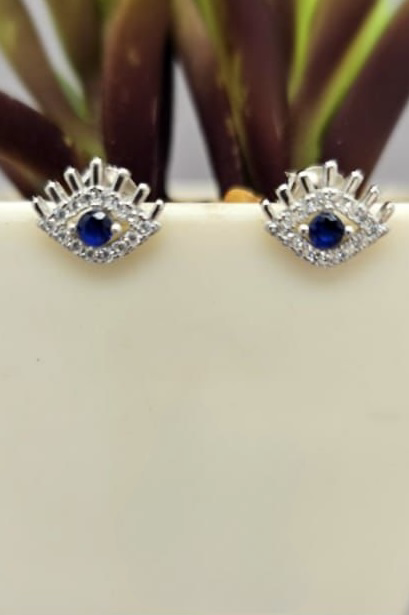 Cubic zirconia 8mm evil eye studs