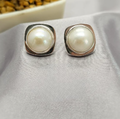 Stunning 13mm White Mabe Square Stud Earrings