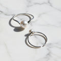 Sterling Silver Adjustable Wishbone Ring With Freshwater Pearl Centre - Terciany 
