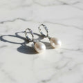 Freshwater Pearl Drops On Huggy Earrings - Terciany 