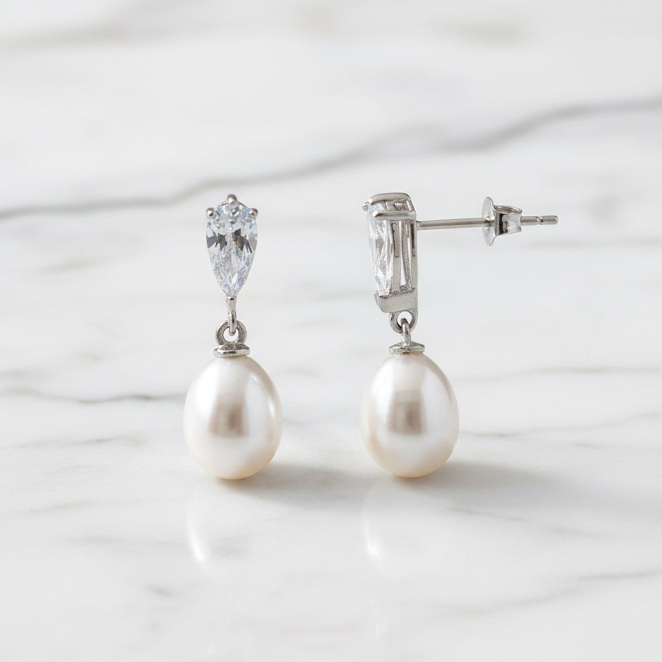 Beautiful Pearl And Crystal Drops - Terciany 