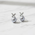 Grey freshwater pearl earrings