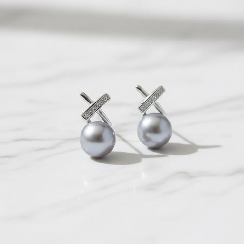Grey freshwater pearl earrings