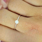 Adjustable Sterling Silver Ring With Tiny Freshwater Pearl - Terciany 