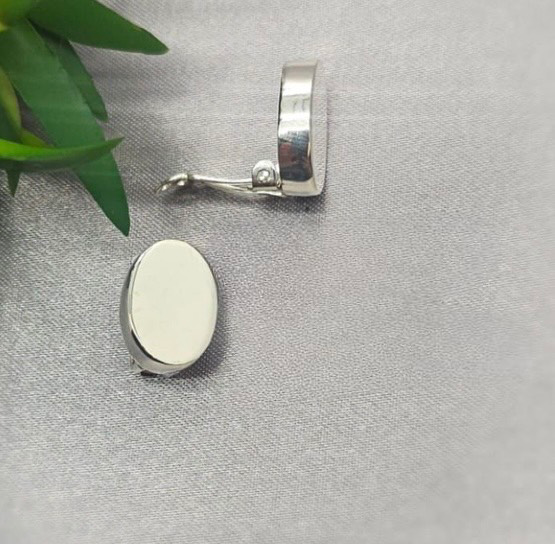 Sterling silver oval clip-on earrings