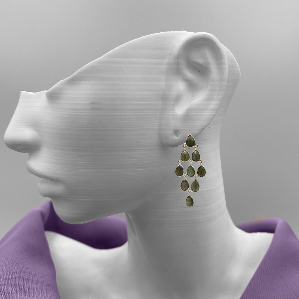 Stunning Semi Precious Stone Chandelier Earrings