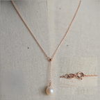 Rose Gold Adjustable Y Shape Freshwater Pearl Necklace - Terciany 
