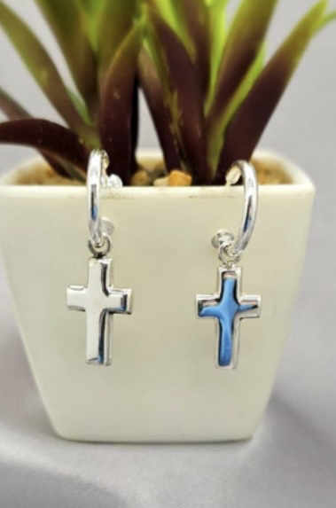 Sterling silver cross pretty woman earrings