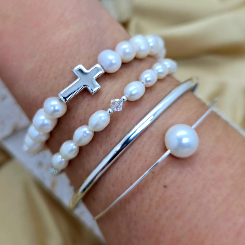 Freshwater Pearl Cross Bracelet