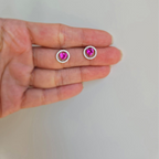 Round Pink Stud Earring