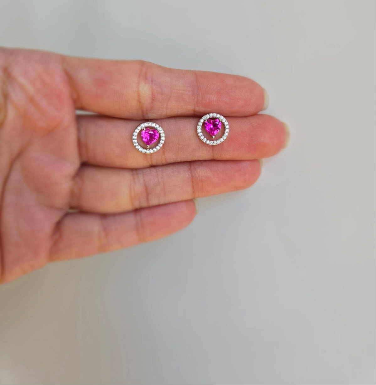 Round pink stud earring