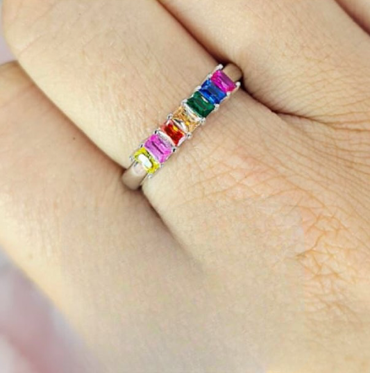 Rainbow Baguette ring