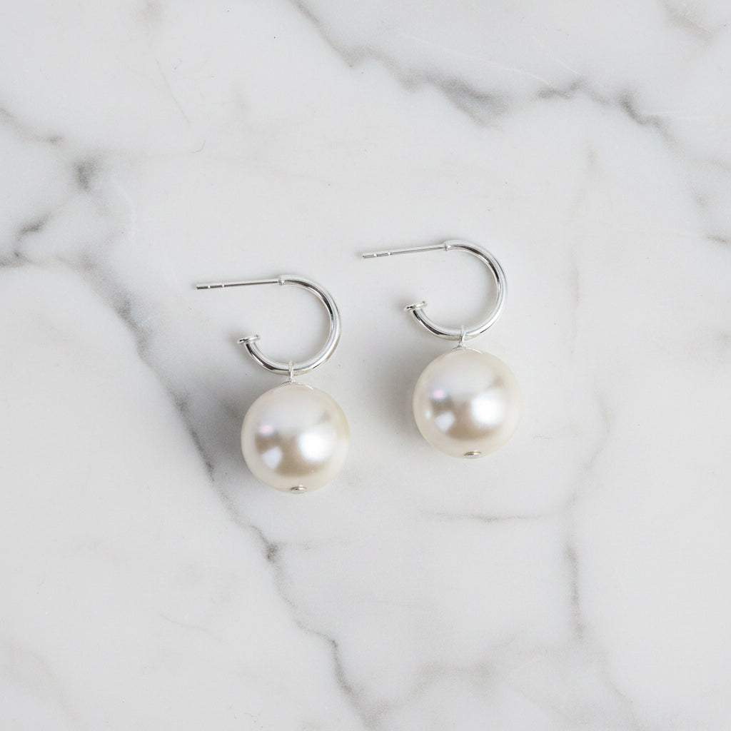 Sterling Silver Freshwater Pearl Convertible Hoop Earrings