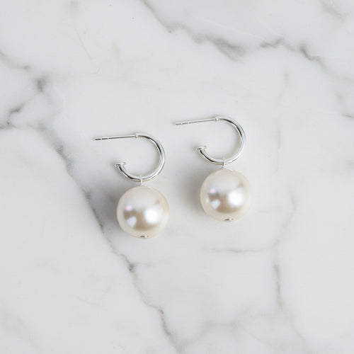 Sterling Silver Freshwater Pearl Convertible Hoop Earrings