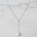 Rose Gold Adjustable Y Shape Freshwater Pearl Necklace - Terciany 