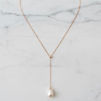 Rose Gold Adjustable Y Shape Freshwater Pearl Necklace - Terciany 