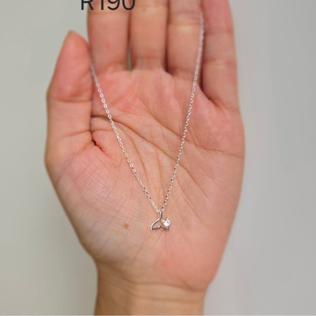 Whale Tail Necklace With Bling In Tail