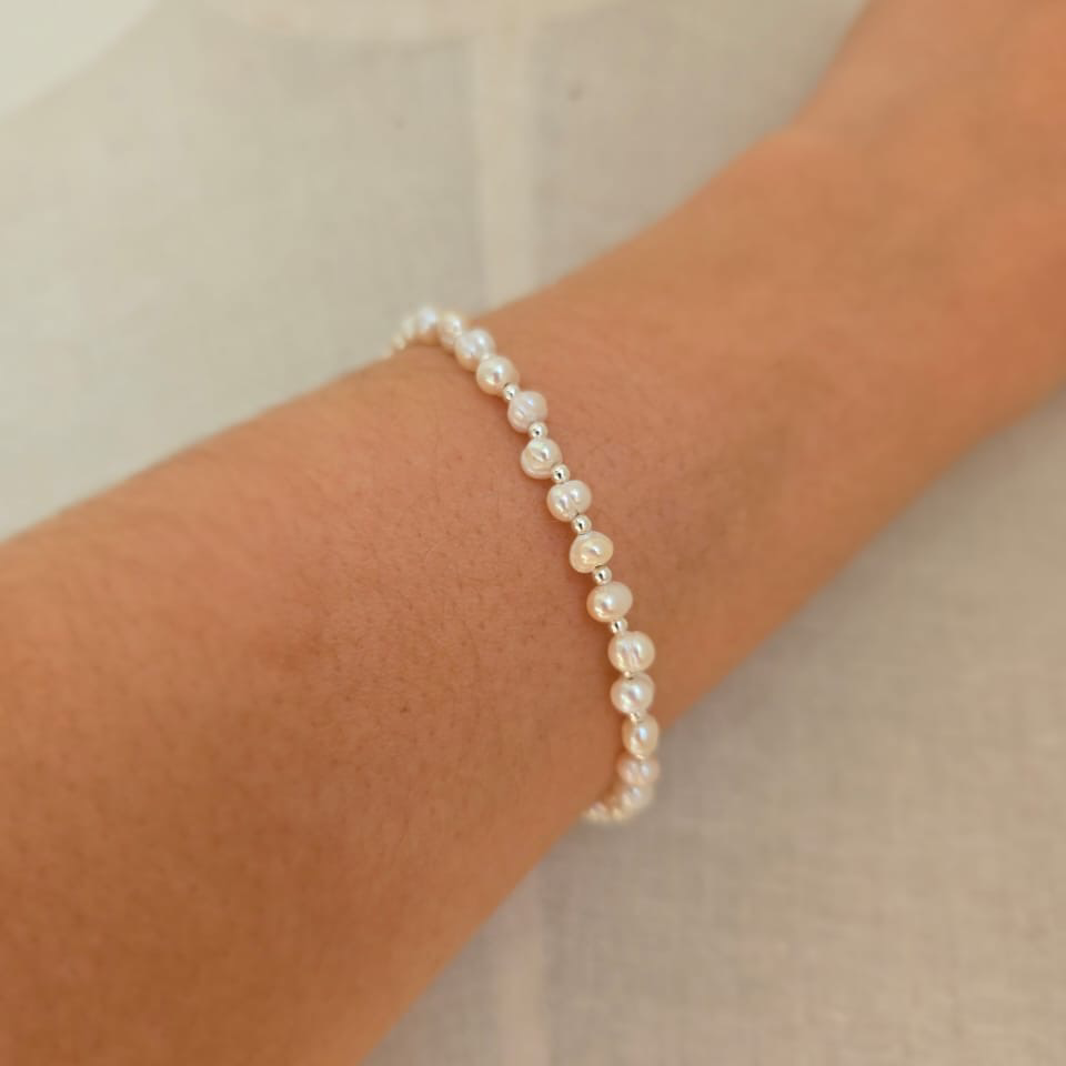 Pearl And Silver Bead Bracelet