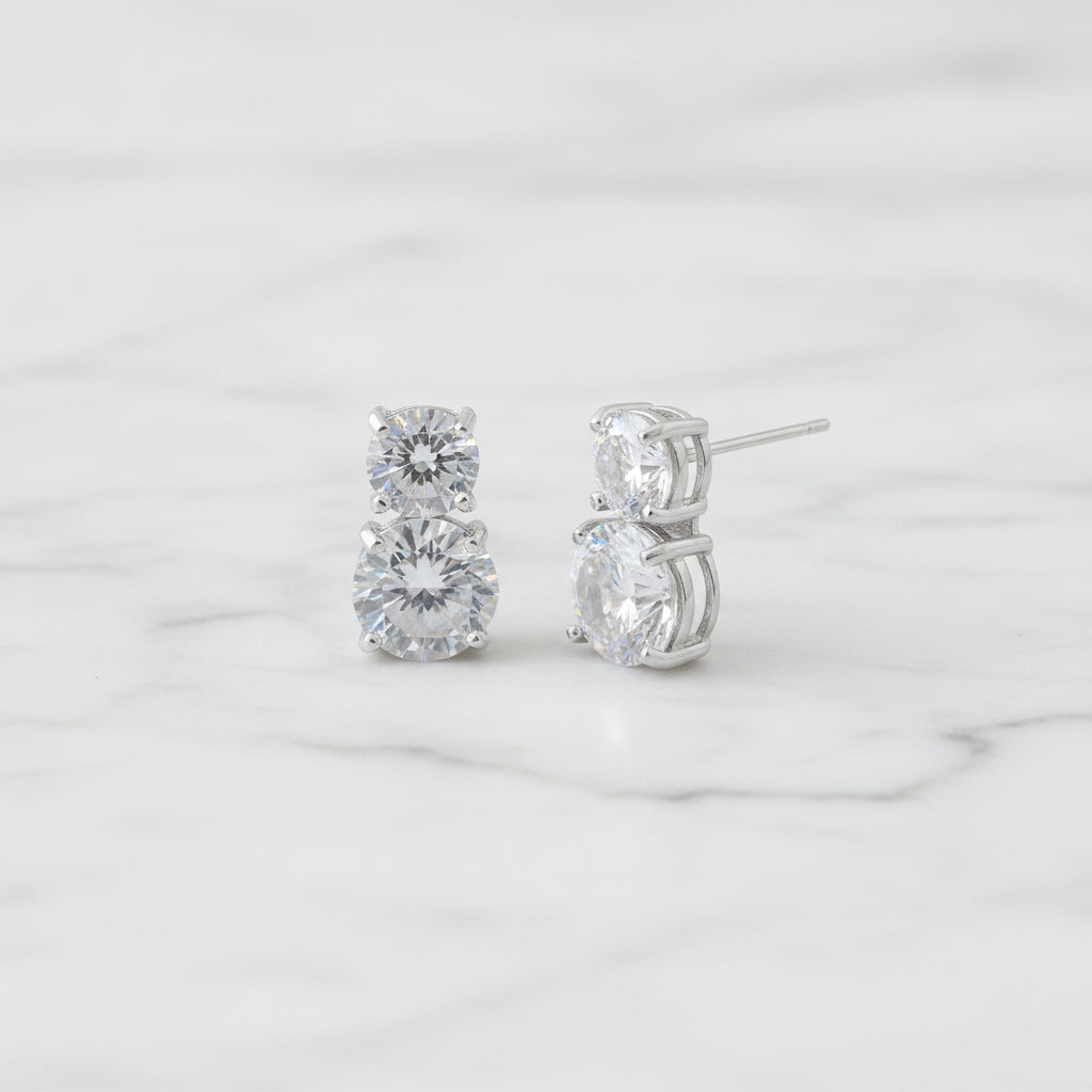 Double Clear Stone Earrings