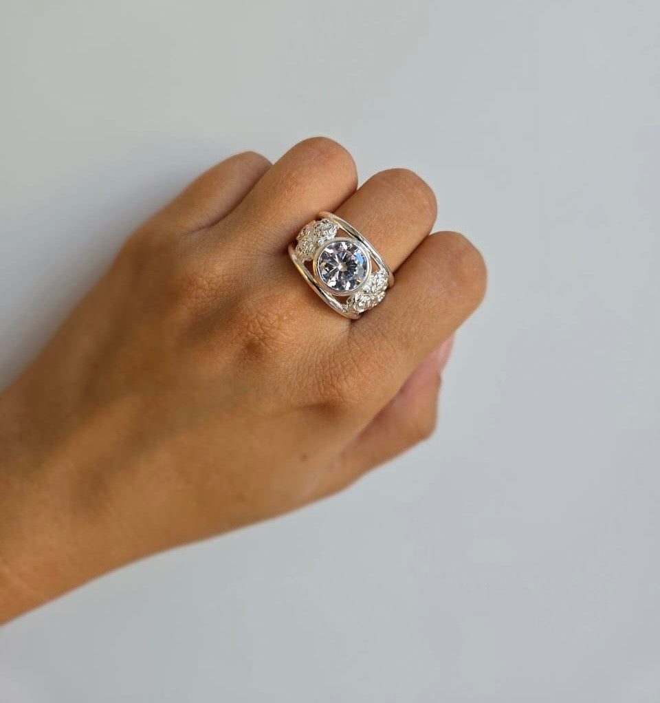 Statement Filigree Ring With Stunning Large Cubic Zirconia