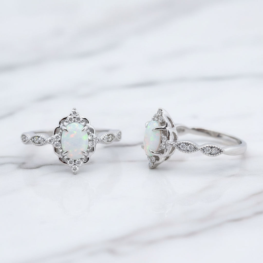 Opalite sterling silver ring