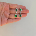 Double Drop Green Earrings