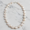 Stunning White 12Mm Coin Pearl Necklace - Terciany 
