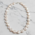 Stunning White 12Mm Coin Pearl Necklace - Terciany 