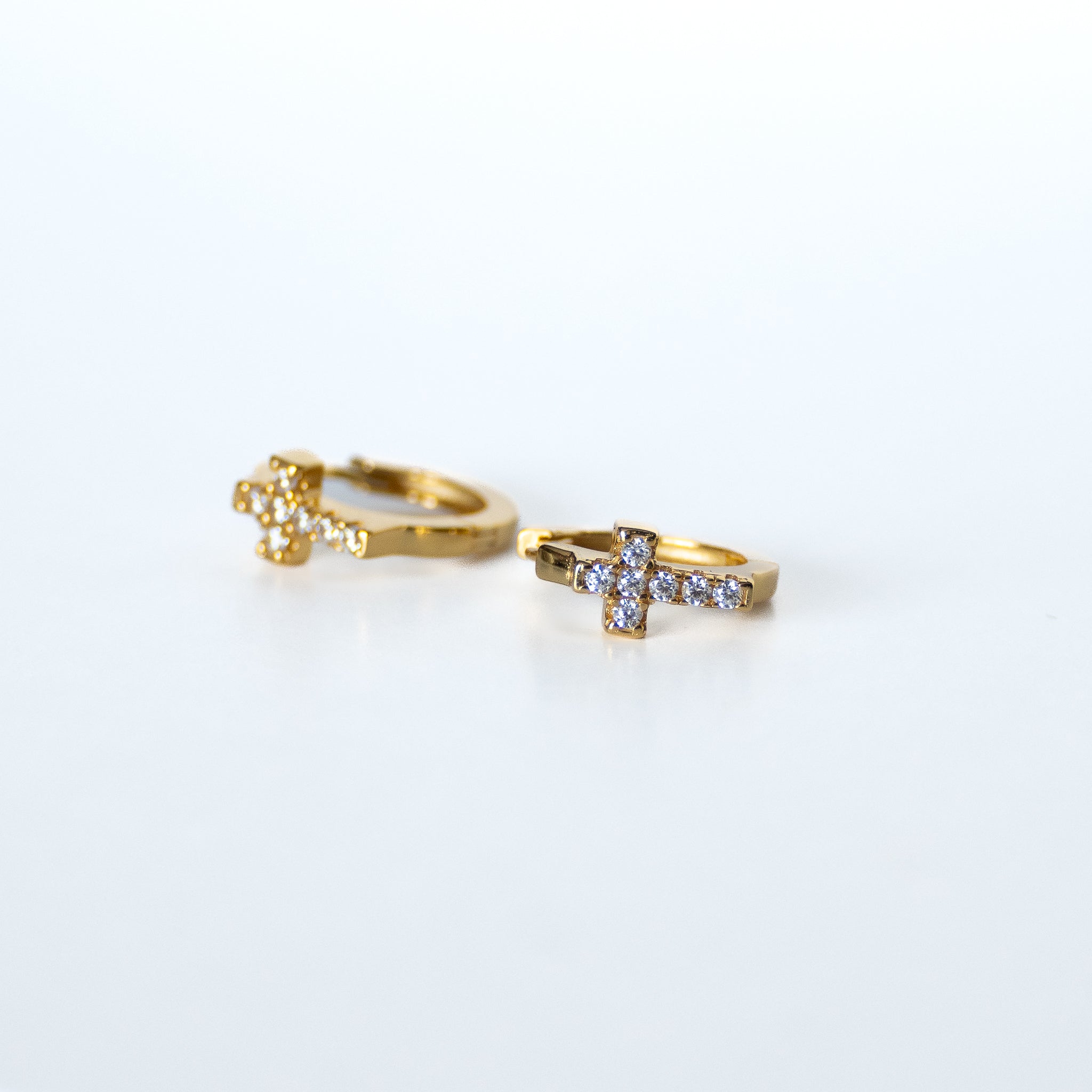 Golden Cross Huggy Earrings