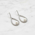 Stunning Drop Earrings With Pavé Detail And Pretty Freshwater Pearl - Terciany 