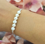7 Mm Freshwater Pearls Bracelet With Sterling Silver Setting And Clasp - Terciany 
