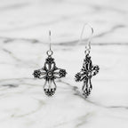Filigree Cross Drop Earrings