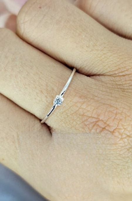 Petite Sterling silver ring with cubic zirconia