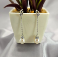 Long Drop Earrings Om Chain With Beautiful Freshwater Pearl On End - Terciany 