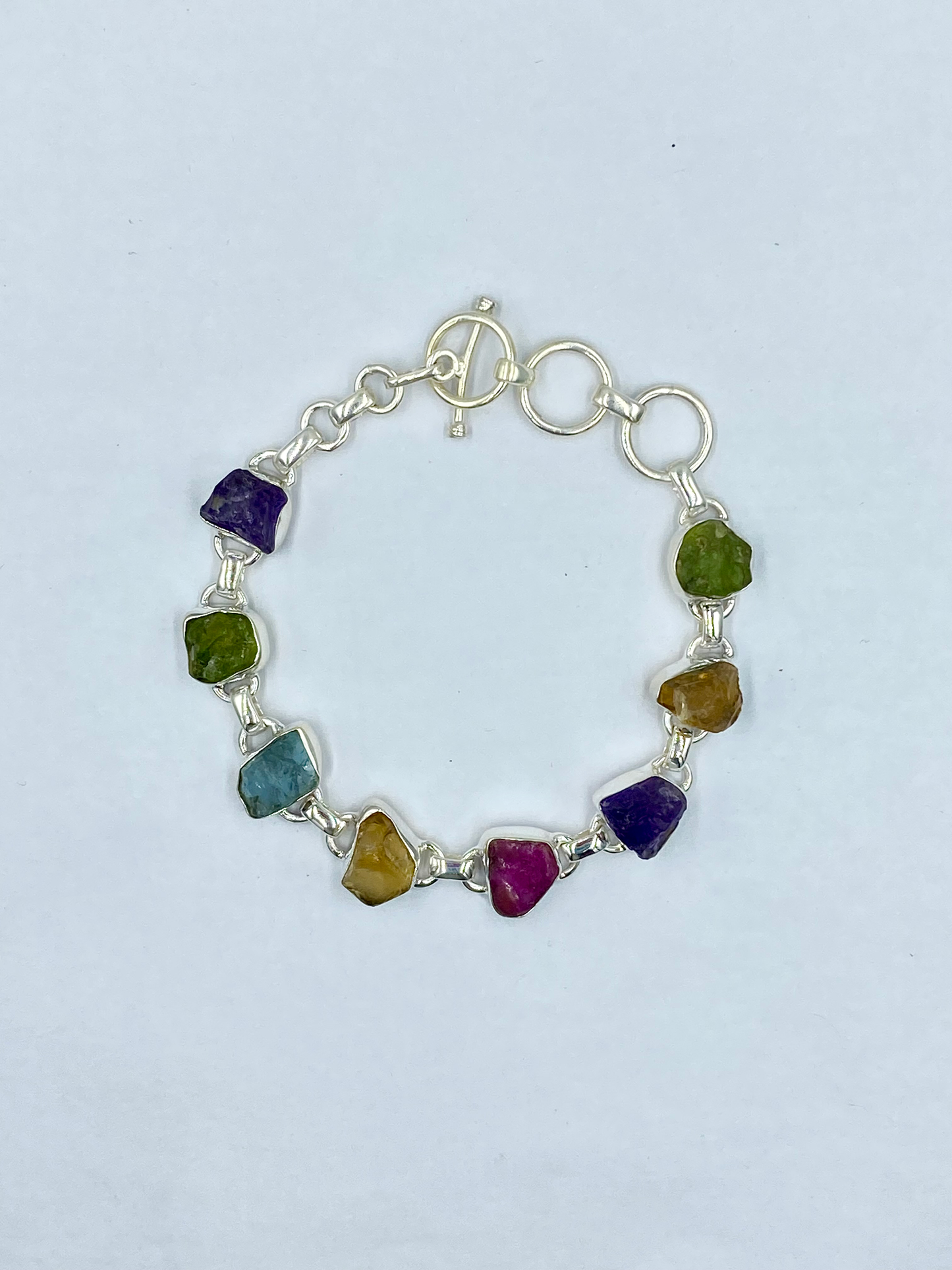 Stunning rough semi precious stone bracelet