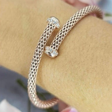 Rosé Gold Plated On Sterling Silver Statement Mesh Bracelet