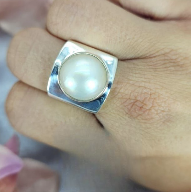 Mabe Pearl Sterling Silver Square Ring