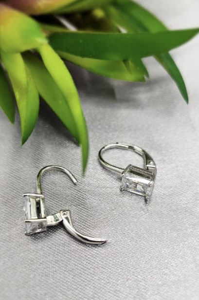 Comfy Drop Earrings With Rectangular Cubic Zirconia