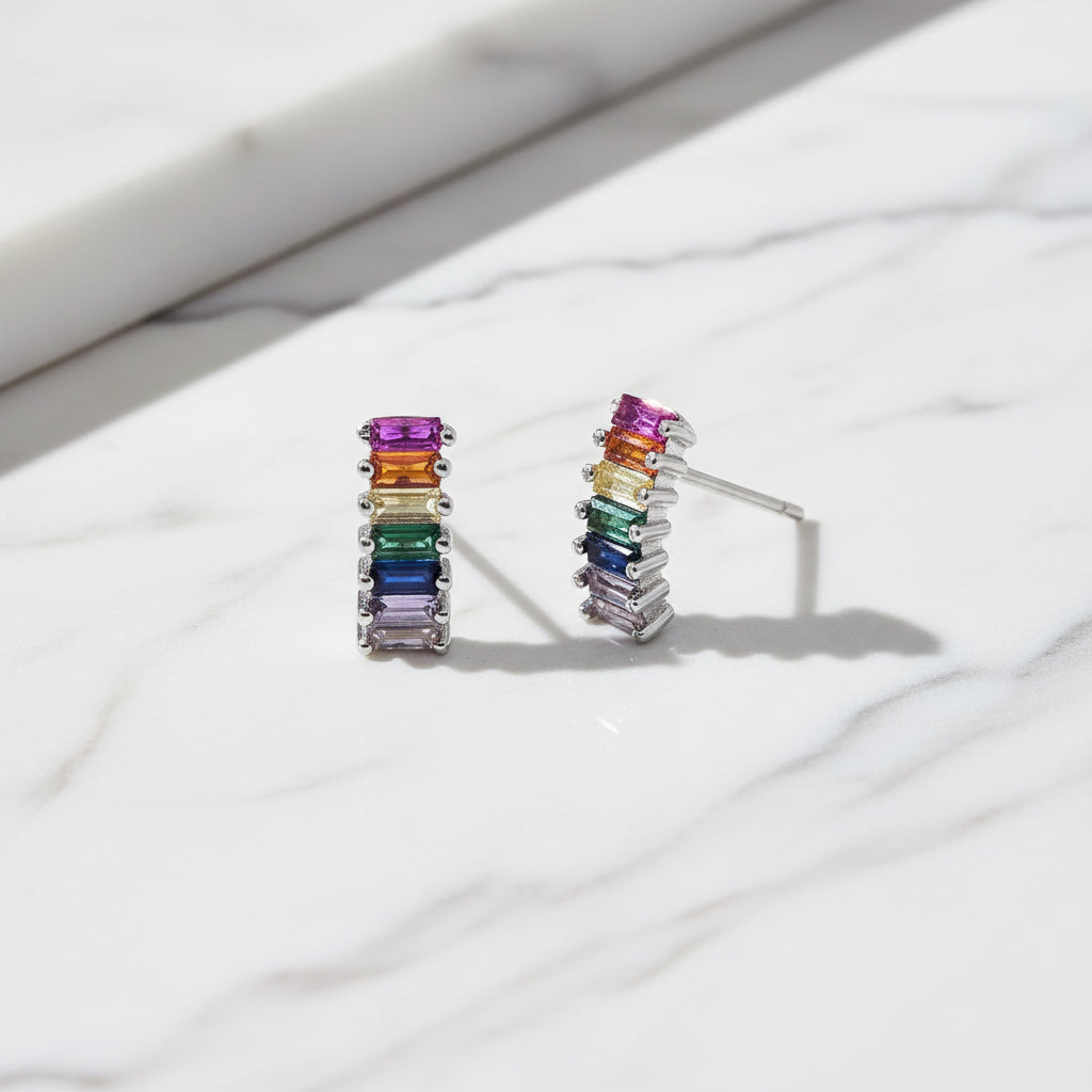 Rainbow Coloured Stud Earrings - Terciany 