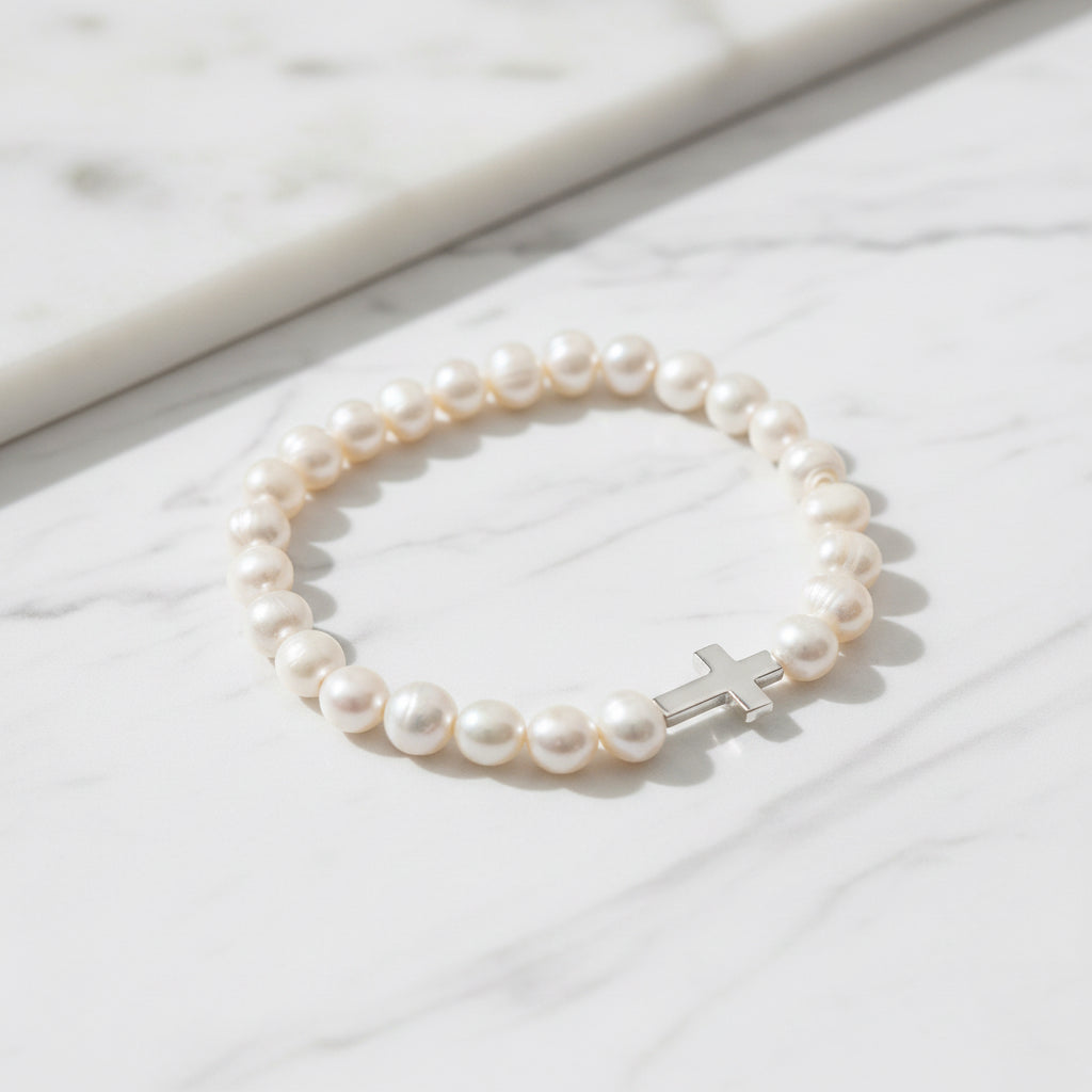 Freshwater Pearl Cross Bracelet